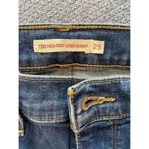 Levis 720 High Rise Super Skinny Jeans Womens 25 Blue Denim Stretch - Picture 4 of 11